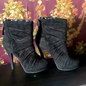 ELLE Black Suede Heeled Booties